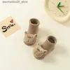 Barnstrumpor Baby Socks Winter and Autumn Anti Slip Floor Socks Newborn Baby Cartoon 3D Doll Toddler Socks Q240413
