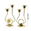 Candle Holders 594C Flower Metal Holder Wedding Table Stand 2 Arm Candlestick For Festival Party Home Dinning Decoration