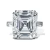 Кольца Оригинал 925 Sier Square Ring Asscher Cut Simated Diamond Cocktam