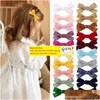 Hair Accessories Solid Color Veet Ribbon Clips Cute Girls Mini Bow Hairpins Boutique Barrettes Kids Headwear Zz Drop Delivery Baby Mat Otyql