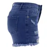 Short féminin Femmes élégantes de la taille haute avec des jeans de fermeture de bouton Slim Fit Fit Ripped Edge Ripped pour l'été