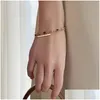 Chain Accessories For Women Crystal Charm 14K Yellow Gold Bracelets Golden Beaded Double Layered Adjustable Bracelet Jewelry Drop Deli Dhprd