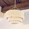 Dekoracyjne figurki nordyckie tkanin gobelin Boho Macrame wisząca lampa lampa sufit wisząca światło domowe żyrandole sypialni