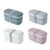 Dinware 1 stks 900 ml Gezond materiaal Lunchbox 2 Laag Tarwe Straw Bento Boxen Vers houden Microwave-servies