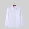 Męskie koszule proste styl topy indeperin przystojne mężczyźni spiczasta klamra design design moda męska solidna bluzka z długim rękawem s-5xl
