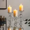 Ljushållare Clear Crystal Glass Holder European Classical Wedding Decoration Table Centerpieces Dining Candelabra Living Room Decor