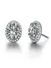 Excellent Halo NSCD Boucles d'oreilles en diamant synthétique Stumps Femmes Engagement Boucles d'oreilles Sterling en 18 carats d'or blanc plaqué PT94604194