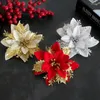 Fleurs décoratives de style moderne décoration de Noël simulation de fleurs or argent rouge à trois couches tridimensionnel arbre ornement