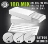 100 st eller 50st diverse steriliserade tatueringsnålar blandade 10 storlekar kit 3rl 5rl 7rl 9rl 5rs 7rs 9rs 5m1 7m1 9m1 av maskinpistol4601093