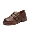 Casual Shoes Superone 2024 Frühlings- und Herbst-Brock-Leder-Plattform Britische Retro Belt Buckle Damen 35-40