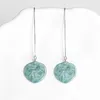 Boucles d'oreilles en peluche en jade natural a-de qualité bleue bleue de forme porte-bonheur s925 argent incrusté jadéite pour les cadeaux pour femmes