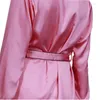 Home Clothing SpaRogerss Women Pajama Set 2024 Brand Fashion Satin Faux Silk Lady Robe Pants Bath Lounge 2 Piece Pyjamas Sleep Suit WP001