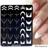 Franse nail art stempels plaat geometrie golflijntekening sjablonen bloem liefde kanten stempel nagelscharm mal stencilgereedschap gereedschap