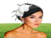 Birdcage véus Flores brancas Feather Birdcage Veil Bridal Wedding Hair Pedaços Acessórios de noiva Cap véu HT1329082344