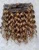 Clip trasile per capelli ricci di remy in estensione umana bionda scura 270# colore 9pcs/set9533181