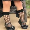 Calzini per bambini Nuovo Pesce Bow Net Kindss NET RETRO Calze a corto nero in bianco e nero Summer Sump Baby Girl Childrens Mesh Stockings Q240413