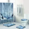 Tapetes de banho tat de tapete cênico e cortina de chuveiro conjunto lavável tapete em forma de vaso sanitário não deslizamento decoração de piso do banheiro