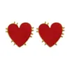 Stadnina vintage czerwone serce Kobiety 14K żółte złote kolczyki Oświadczenie mody biżuterii upuszcza dostawa dh02b