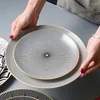 Plates 8/10 Inch Nordic Style Geometric Pattern Round Ceramic Plate Home Kitchen Supplies Restaurant Bone China Western Salad Dish