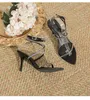 Hip High Heels Sandals Women Style w stylu francuskim wiosną Sandał Sandał Kobiety jesienne cienkie modne czarne klapki Sandles 240228