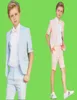 Summer Two Piece Boy Formal Wear Wedding Party Tuxedos Short Sleeve Sky Blue Toddler Kids Boy039s Suits Cheap Custom Made Brith9419479