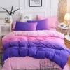 寝具セットfunda de edredn cmodo juego cama con gradiente color morado y rosa suave almohada sbana ropa