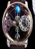 BZF Astronomia Tourbillon Swiss Quartz Mens Watch Rose Gold Steel Case Skeleton 3D Globe Dial Won039T Spin Brown Leather 5545790