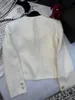 Damenjacken Designer Frühjahr Neues Ch Nanyou Gaoding French Style Socialite Short Beige weiße runde Nackentemperament Vielseitige Single Breauzte Jacke Lyoh