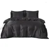 Beddengoed stelt drie delen set quilt cover pure kleur zijdeachtige luxe luxe