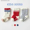 Kids Socks 3 pairs/batch of preschool and childrens socks newborn and baby walkers winter thick looped cotton girls autumn baby boys non slip cute socks 0-5T Q240413