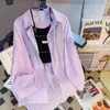 Women's Blouses Summer Long Sleeve Chiffon Blouse See Through Shirt Mid-length Sunscreen Cardigan Air-conditioned Shirts Thin Tops 26892