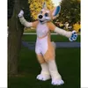 2024 Hot Sales Long Fur Husky Dog Fox Mascot Costume Suit Halloween Party Game Dress Outfit Halloween Vuxen Nyheter