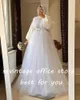 Partyklänningar Sevintage Modest White Prom Long Sleeves High-Neck a-line Arabiska muslimska kvällsklänning Turkiska formella klänningar 2024