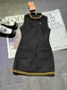 Designer Basic & Casual Dresses 2024 Early Spring Temperament Waist Slimming Heavy Industry Sequin Chain Thick Plaid Sleeveless Dress SPUC