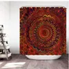 Duschgardiner Vattentät gardin Mandala Flower Printed Bath Polyester Fabric Geometric Home Decor med 12 krokar