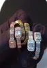 14K Gold Men Ladies Cubic Zirconia Diamond Ring Baguette Square Stones Ring Rosegold Silver Color Hiphop Jóias 5924830