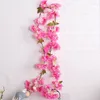 Decorative Flowers Artificial Cherry Blossom Flower Vines Hanging Silk Garland Wall Wreath For Wedding Party Home Decorations