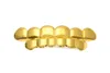Echt glanzende nieuwe 18K gouden rhodium vergulde hiphop tanden grillz doppen bovenaan grill set voor MEN5643353