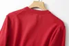 Frauen Strick ätherische MD 2024 Stil von lässiger roter Wolle Mischung kurzer Strick -Strickjacke Mantel