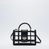 Shoulder Bags 2024 Handbag Black Transparent Lace Decorated Plastic Portable Messenger Fashion Tide Small Square Bag