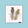 Jewelry Settings 20Pcs/Lot Antique Bronze Cameo Owl Steel Bookmarks Round Cabochon Blank Charms Drop Delivery Otx02