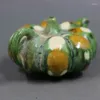 Bouteilles de style chinois tang tri-coulor poterie vitrée verte citrouille en porcelaine théâtre 3,1 pouces petit artisanat ornamien
