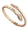 18K rosé goud verzilverde diamanten manchet armbanden sieraden ontwerpers meisje lady man feest vakantie cadeau luxe ontwerper armband modieuze slangvormige armband