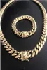 Hisgling 14mm Men Miami Cuban Link Chain Set 14k Gold Plated1583972