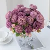 Fleurs décoratives 1 pc 5 têtes damasques rose artificielle pour la maison salon bonhonsaï couronne de Noël de mariage album de décoration de bouquet de mariée