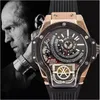 2024 패션 스포츠 개인 Domineering Luxury Men 's Watches 고무 밴드 쿼츠 손목 시계 남성 시계 캘린더