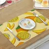 Table Mats Modern Fruit Graffiti Cotton Linen Placemat Cartoon Red Pomegranate Printed Desktop Decorative Mat Heat Insulation Tableware Pad