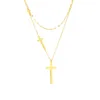 Pendant Necklaces Double Layer Chain Cross Necklace Mom Lovers Men Women Blessing Gift Jewelry