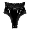 BH Womens Dessous Blumenspitzen -Trimmunterwäsche Unterwäsche Patent Leder Briefs hohe Taille Spürhöhe für Nachtclub Tanzshow