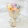 Dekorativa blommor Flower Artificial Mini Bouquet Crochet Puffs Fake Wedding Garden Decoration Handgjorda blommor Present Scen Display